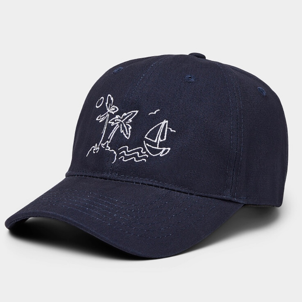 Unisex navy blue and white summer embroidery dad cap hat NWT